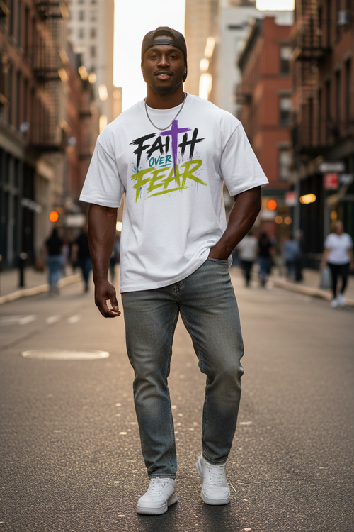 Full body buff Black male model outdoors - white tee