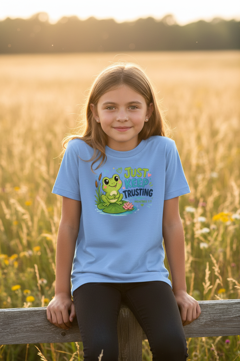 Girl showing Proverbs 3:5 design
