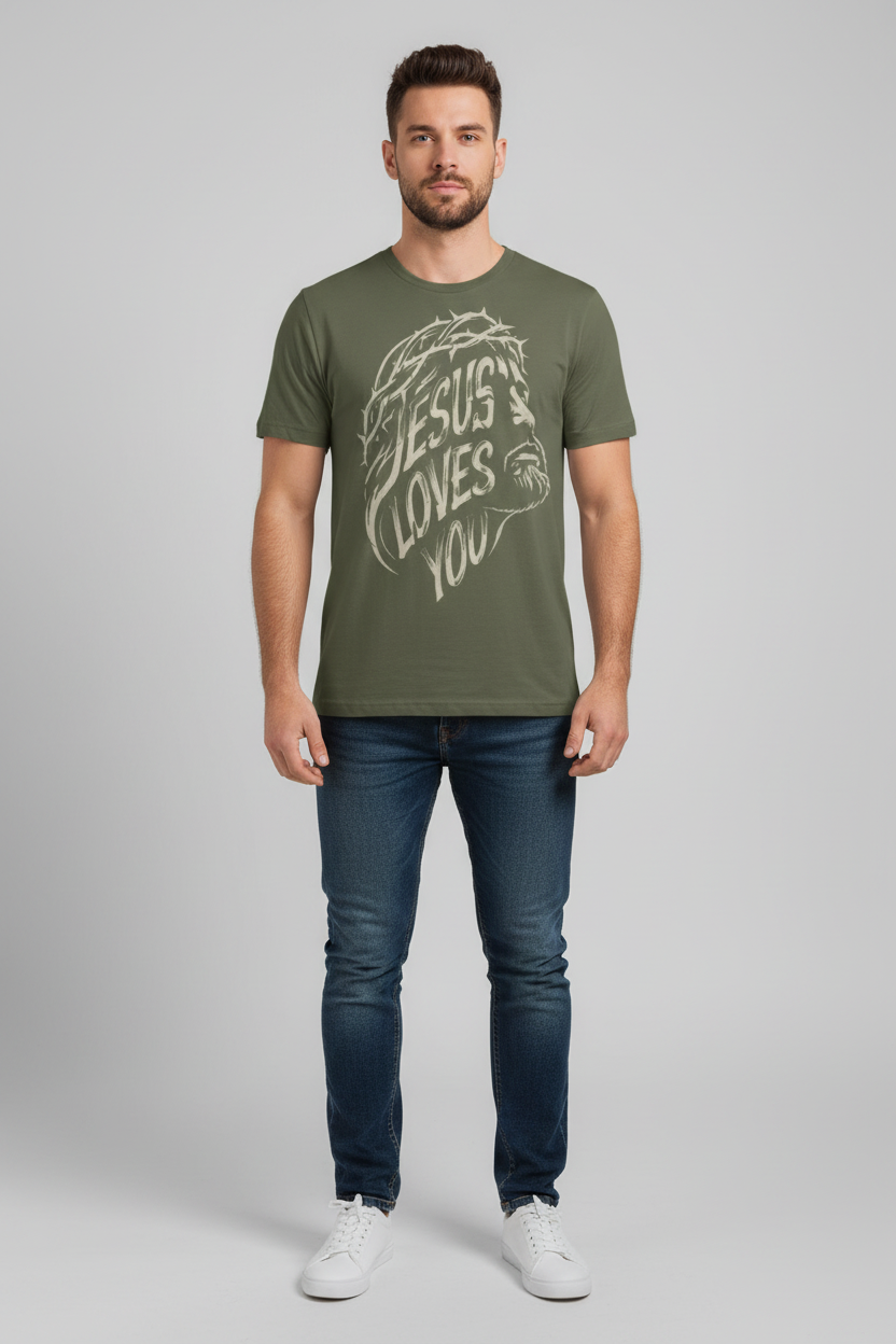 Jesus Loves You - Military Green - Front