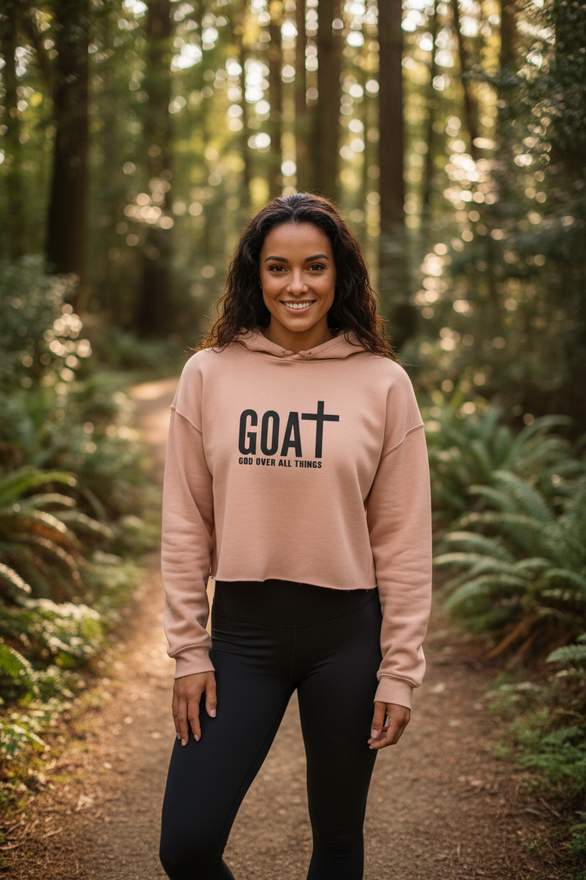 Pink Crop Hoodie Full Front Forest
